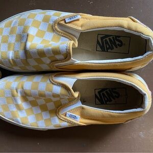 Vans Yellow Checkered Slip-On Sneakers